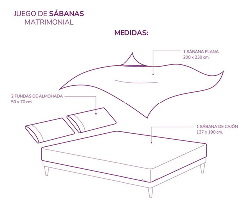 Juego De Sabanas Matrimonial Cajon 40 Cms Ultra Suave