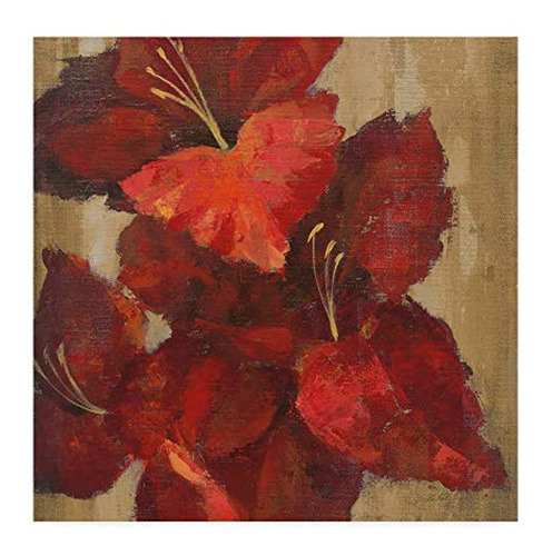 Marca Registrada Arte Gladiola Rojo Vivo En Cosecha De Oro P