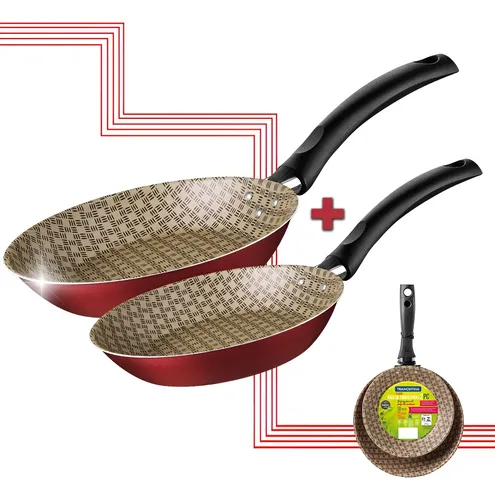 Kit Frigideiras Antiaderente Tramontina Frigideira Jogo  Vermelho
