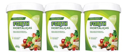 Kit 3 Fertilizante Adubo Forth Hortaliças 400 Gramas Balde