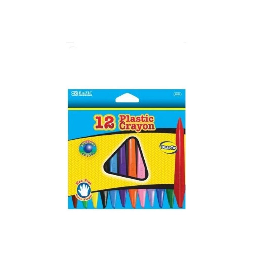 12 Crayolas Plásticas Triangulares Doble Punta Bazic