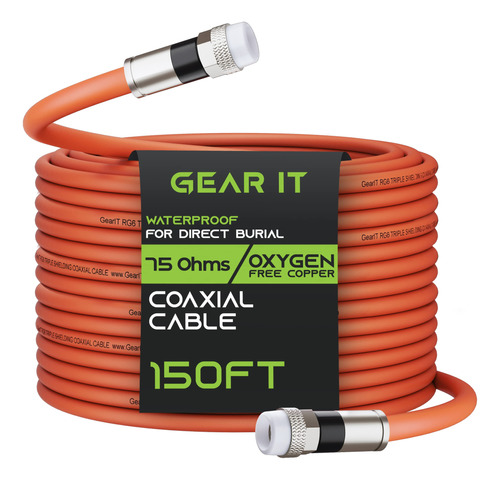Gearit Cable Coaxial Para Entierro Directo (150 Pies) Rg6 70