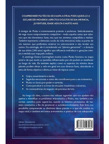 Livro a Cura de Plutão no seu Mapa Astral de Donna Cunningham Editorial Pensamento Capa Mole Edição 2 em Português 2025