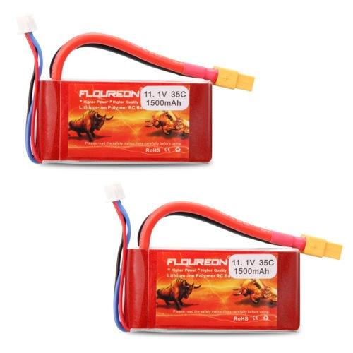 2 X Floureon 3s1p 11.1v 1500mah 35 C Xt60 Conector Batería P