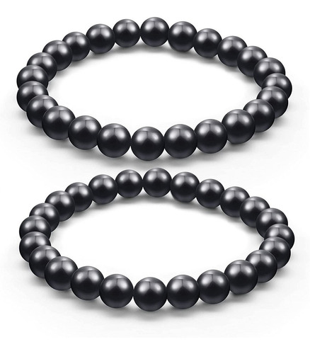 2 Piezas Pulsera Shungit Radiación Protección Emf Pulseras
