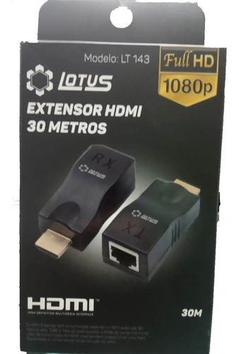 Extensor Hdmi 3d 30 Metros 1 Via Cabo De Rede Rj45 Cat5e/6 