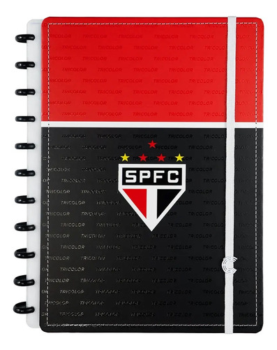 Caderno Inteligente São Paulo Tricolor Preto Grande