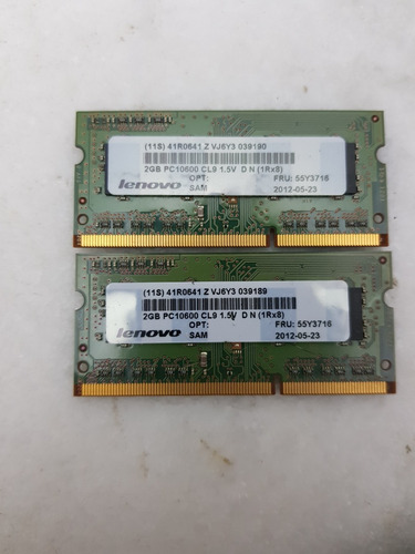 Memoria Ram 2x 2gb Ddr3 Pc 10600 Original Lenovo (Usado)