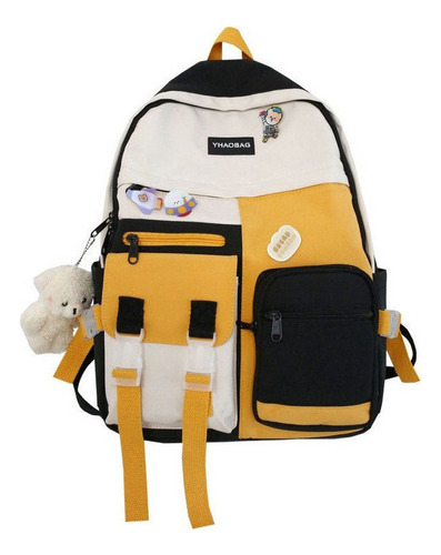 Mochila Versión Coreana De Casual Gran Capacidad Bolsa Color Negro