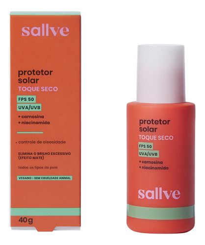 Protetor Solar Facial Toque Seco Fps50 40g Sallve