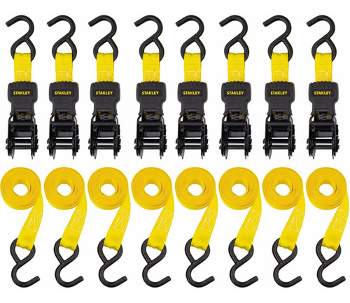 Black Yellow Ratchet Tie Down Straps Light Cargo Hauling