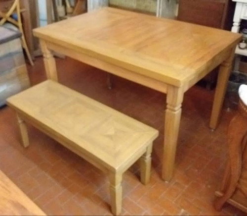 Conjunto Mesa C/ Banco + Aparador Bancada Madeira Maciça