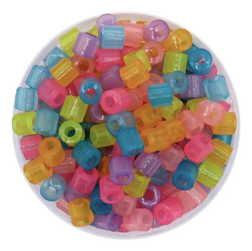 Cuenta Pasante Plastico Cilindros Mix Colores Bijou X25gr