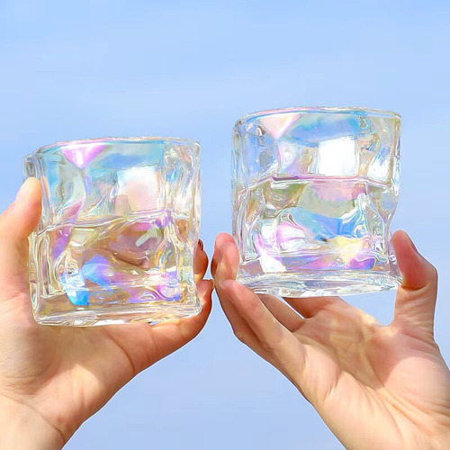 Vaso Vidrio Tornasolado Irregular 300 Ml X 6 Unidades Decora Color Transparente