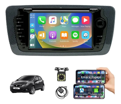 Auto Estéreo Android Carplay Android Auto 2+32GB Seat Ibiza 2009-2013 Autoestéreo Pantalla Táctil 7'' IPS Con Pantalla Para Carro Mirror Link Wifi Bluetooth Cámara Fm Bt Hd Aux Tf Usb GPS DSP