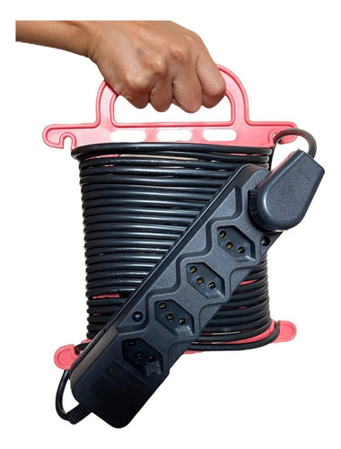 Extensão Elétrica 20 Metros 20a Cabo Pp2x1,0mm Quadrupla Cor Preto
