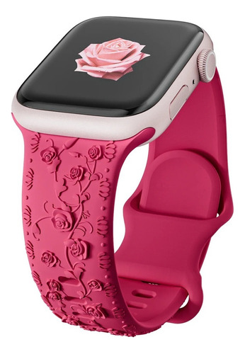 Correa Con Grabado De Rosa Para Apple Watch Pulsera De Sili