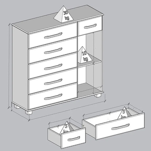 Comoda 5 Gavetas 1 Porta Madeira Maciça 125 Cm 2251 Freijo M