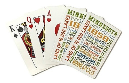 Juego De Cartas - Minnesota, Typography (playing Card Deck, 