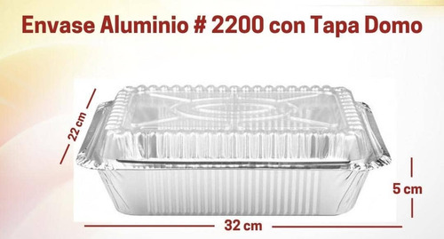 Bandejas Contenedores Envases De Aluminio 2200 Tapa Domo