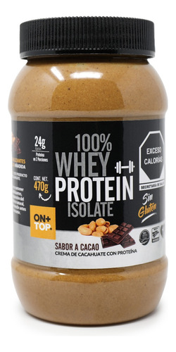 Crema De Cacahuate Con Cacao + Whey Protein Isolate 470g.