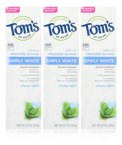 Tom's Of Maine Simply White Pasta De Dientes, Menta Limpia,