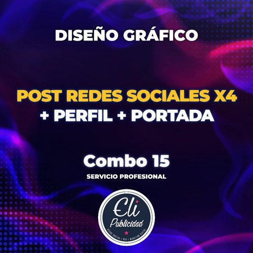 Combo 15 - Post Redes X4 + Portada + Perfil | Diseño