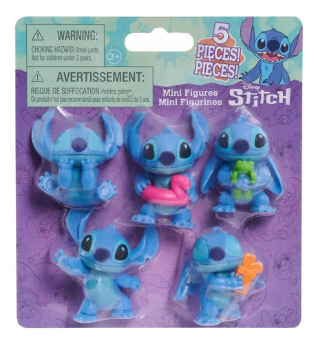 Stitch Conjunto 5 Mini Bonecos De 4cm Colecionáveis Disney