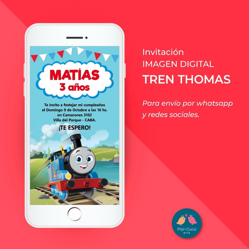 Invitación Virtual Imagen Digital - Tren Thomas