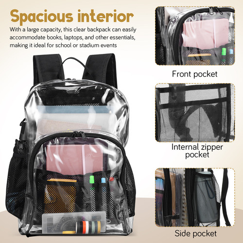 Mochila Transparente, Bolsa Resistente, Bolsa Deportiva Tran