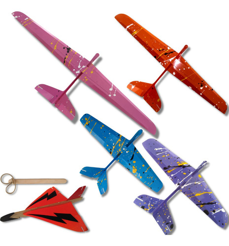 Kit Avião Brinquedo Planador Voo Livre 5 Modelos Diferentes