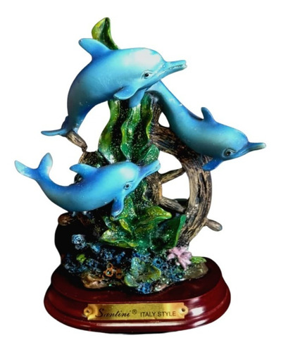 Trio De Delfines Azules Artículos Modernos De Decoración
