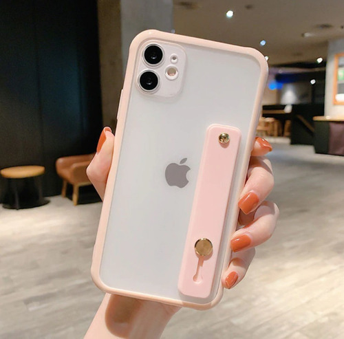 Funda Case Para iPhone Modelos Mate Opaco Con Correa Soporte