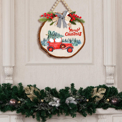Letrero Colgante De Navidad, Letrero De Puerta Con Coronas