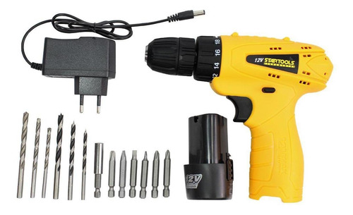 Parafusadeira 3/8 12v Lithium-ion C/ Acessorios E Maleta Cor Amarelo Frequência 60 Hz 110V/220V