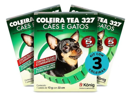 Coleira Tea 13g Contra Pulgas E Carrapato Cães E Gatos C/3un