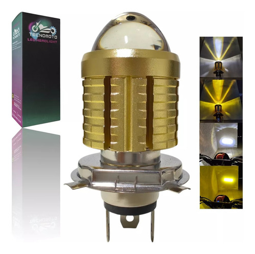 Foco Led H4 Moto Lupa Doble Color 15w 1500lm