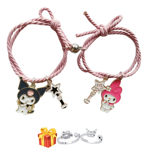 Pulseras Imán Melody+kuromi Magnéticas Para Parejas Y Amigos