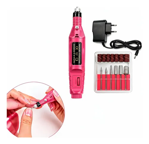Lixadeira Lixa Motor Unha Elétrica Profissional Voltagem Rosa-chiclete 127/220v