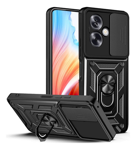 For Oppo A79 5g Sliding Lens Cover Hard Stand Rugged Case Q