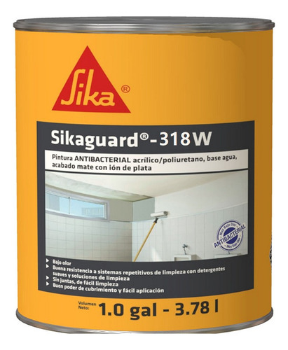 Sikaguard 318 W Blanco Brillante Pintura Antibacterial X1gal