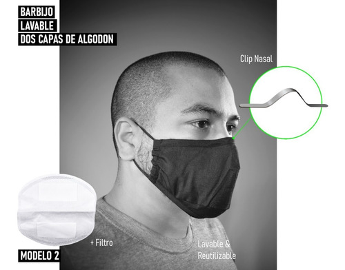 Imagen 4 de 10 de Barbijo Tapaboca Importado + Filtro Pack X12 Familiar Surt-2