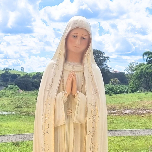 Nossa Senhora De Fátima, Resina, 120cm, Cor Nova Com Coroa