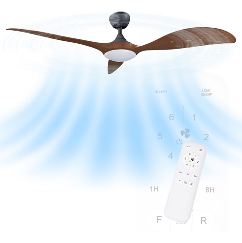 Ventilador Techo Minimalista 6 Velocidades Luz Ajustable 1.422 M 30-35w Acrílica Walnut 3