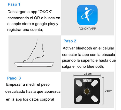 Báscula digital COMERCIO Báscula solar Báscula Inteligente negra, hasta 180 kg 127V