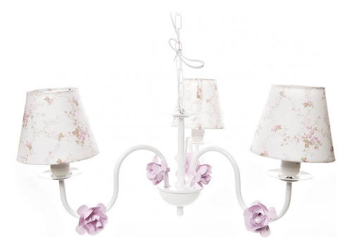 Lustre 3l Simples 6 Flores P Rosa Quarto Bebê Infantil