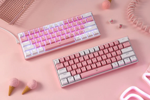 Teclado Redragon Fizz Pro K616-rgb Rosa/blanco Español Gamer Color Del Teclado Rosa Idioma Español Latinoamérica