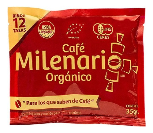 Café molido Milenario en bolsa laminada sin TACC  35 g pack x 10