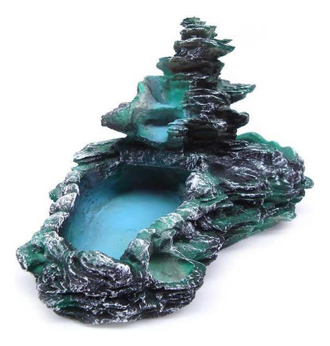 Fonte De Agua De Resina Modelo Pedra Mini Verde