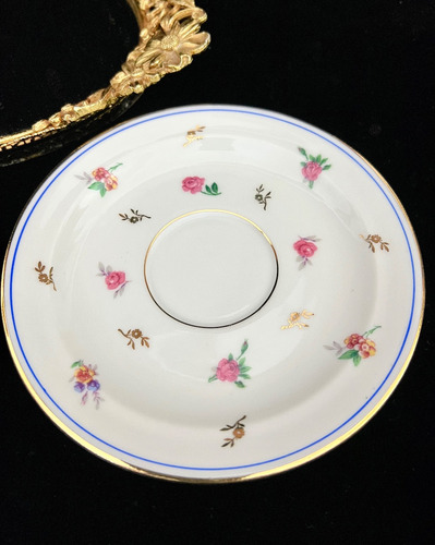 Plato Taza Te Chastagner & Cie. Limoges Petit Fleurs C1930